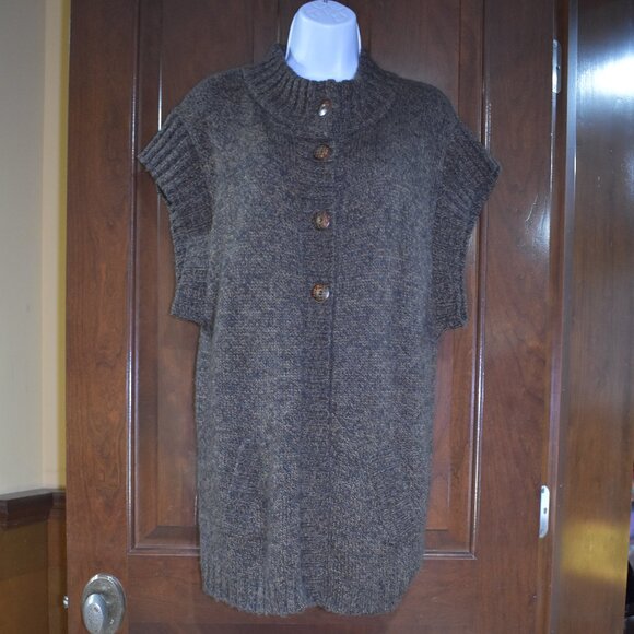 Lapis Brown Short Sleeve Button Up Long Cardigan Sweater Size Large Academia - Picture 2 of 12